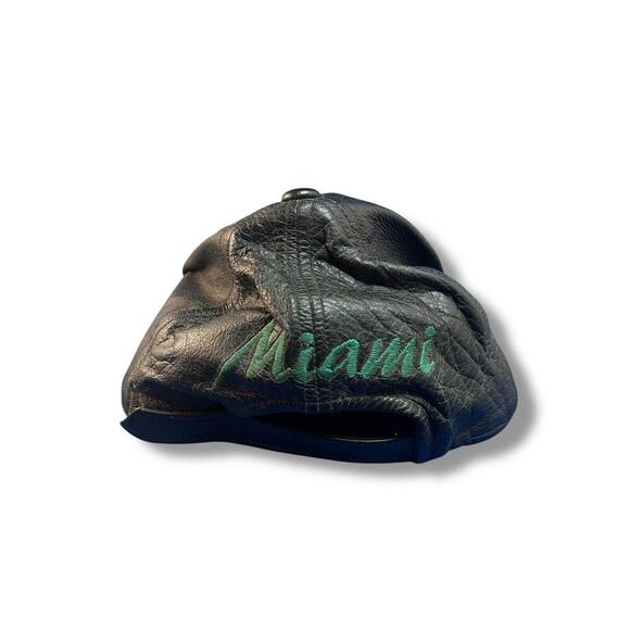 Vintage 90's FANS NFL Miami Dolphins  Leather Snapback Hat Korea - Picture 4 of 7